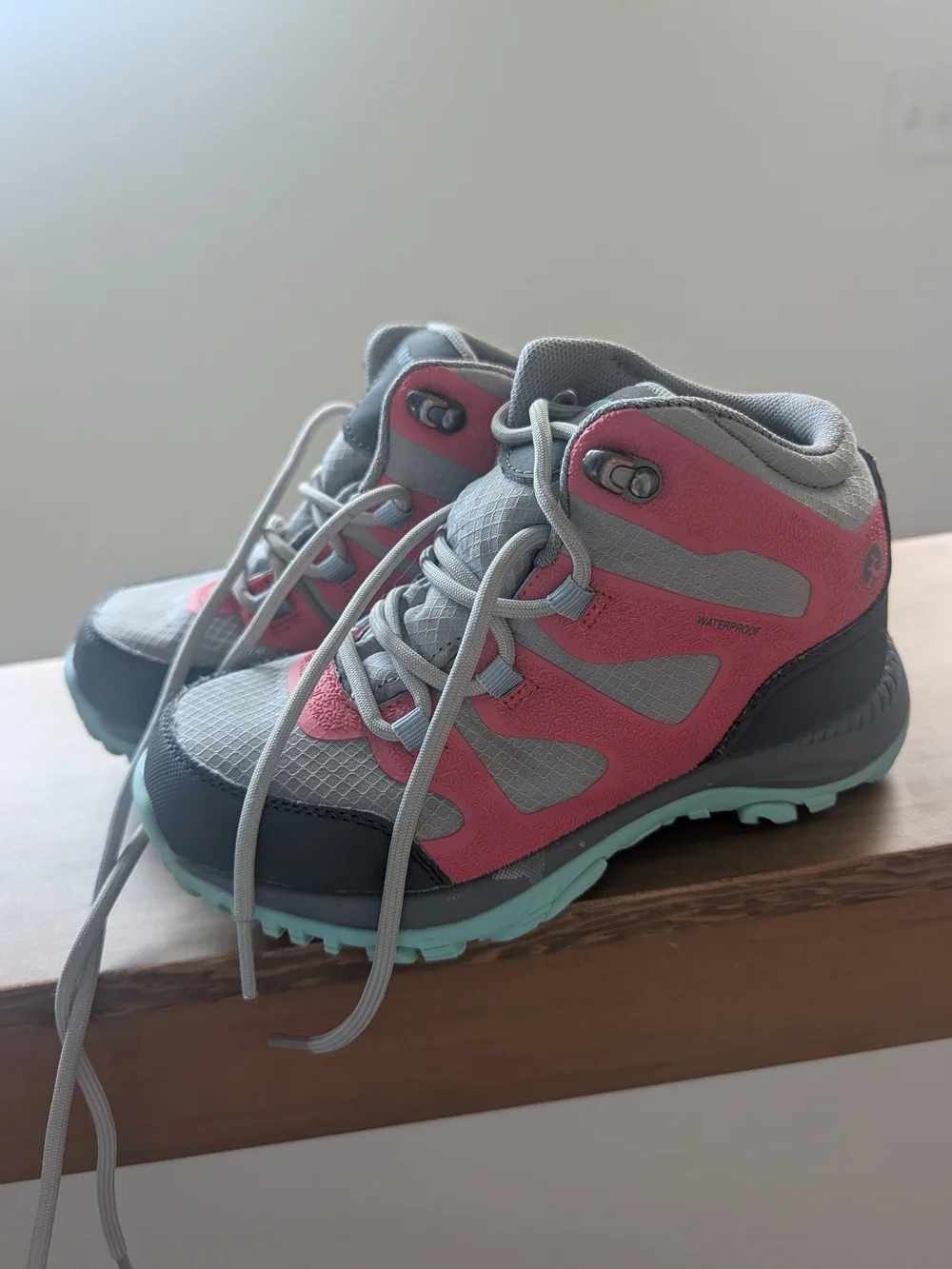 Northside Pink and Gray Kids Trail Boots with Mint Outsole